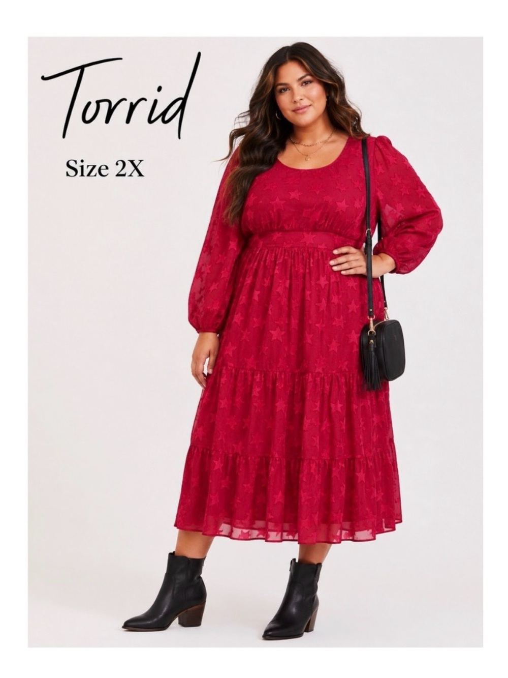 TORRID Magenta Star Print Midi Dress Size 2X New!